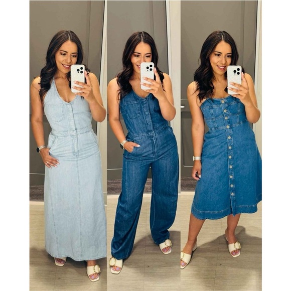 NWOT  Women's Denim Corset Midi A-Line Dress
- Universal Thread Indigo L - Picture 4 of 8